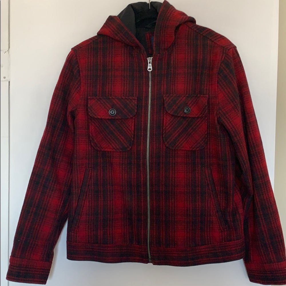 Wool blend plaid coat